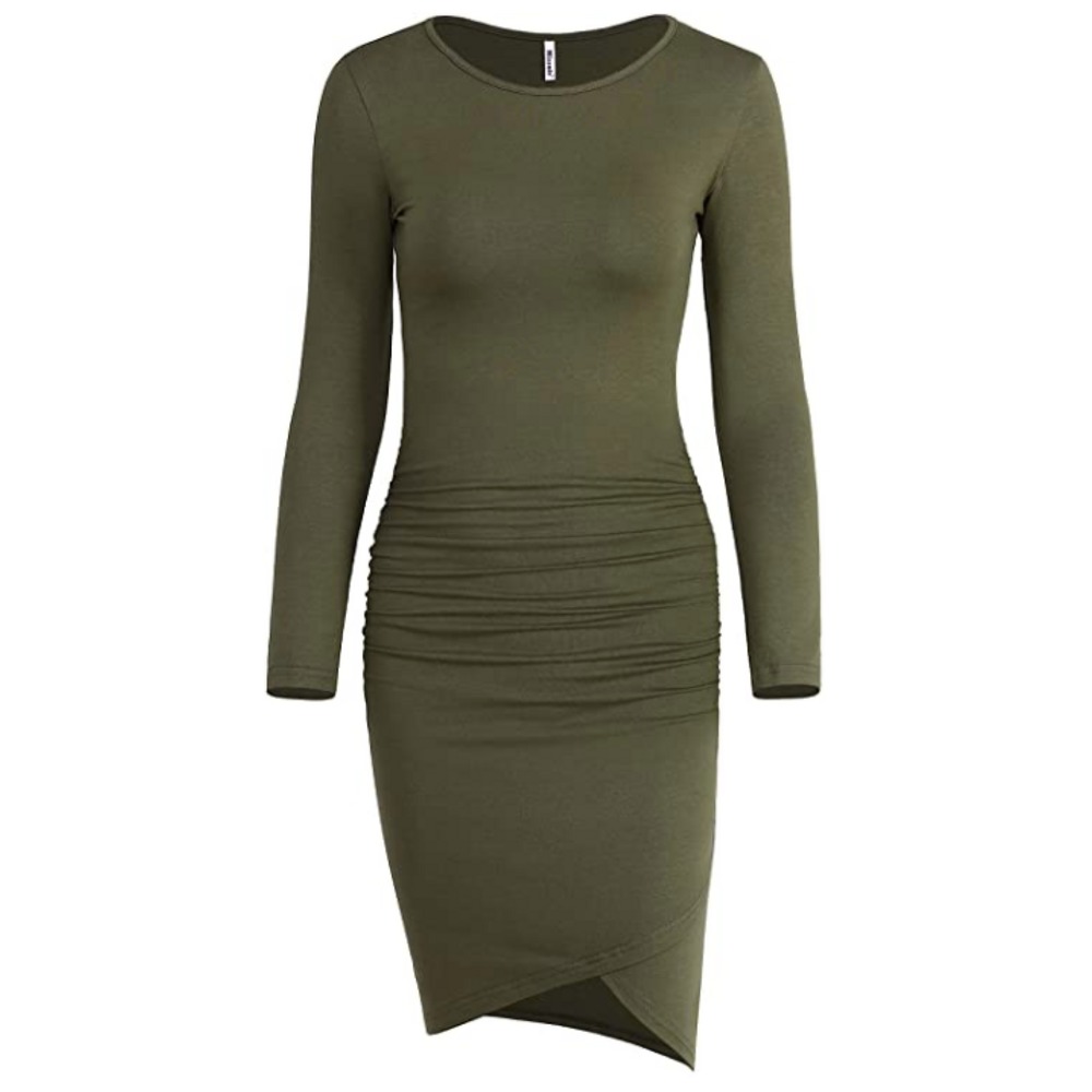 Missufe Casual Long Sleeve Ruched Bodycon Dress - Picture 1 of 6